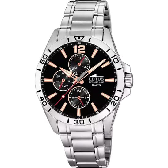 LOTUS MEN'S BLACK STAINLESS STEEL WATCH BRACELET 18812/6