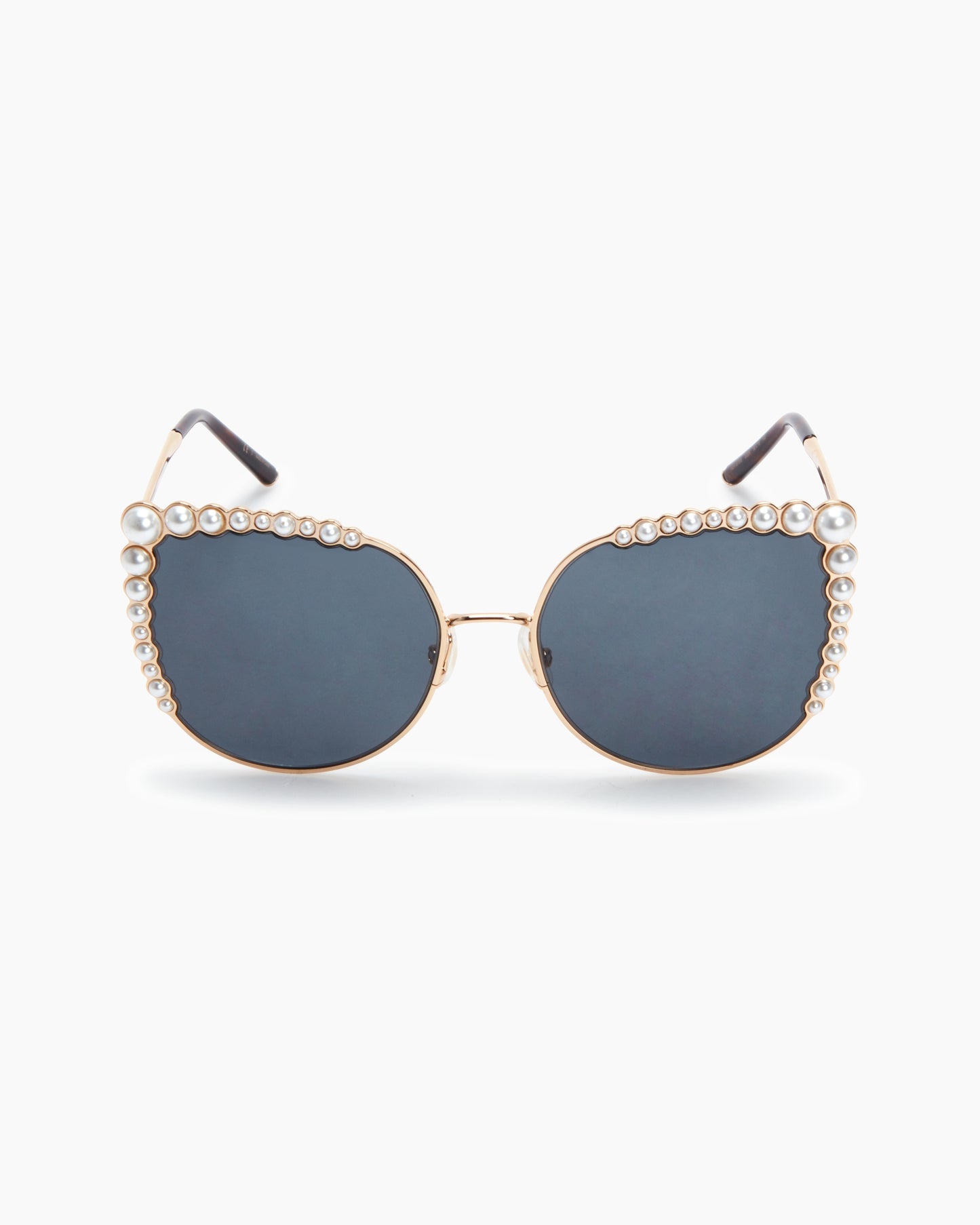 Pearl-Frame Oversized Round Sunglasses