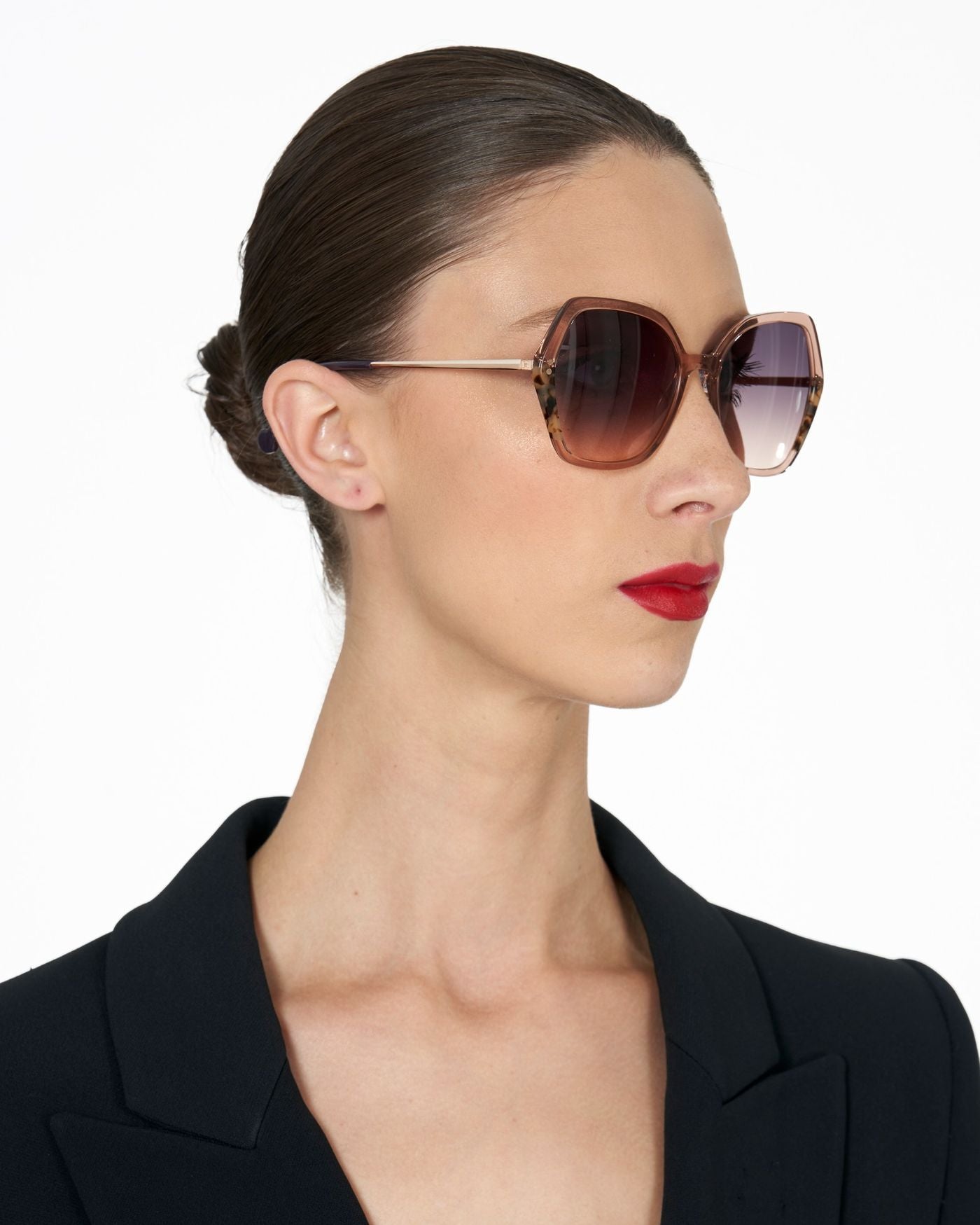 Hexagonal Sunglasses With Contrast Detail