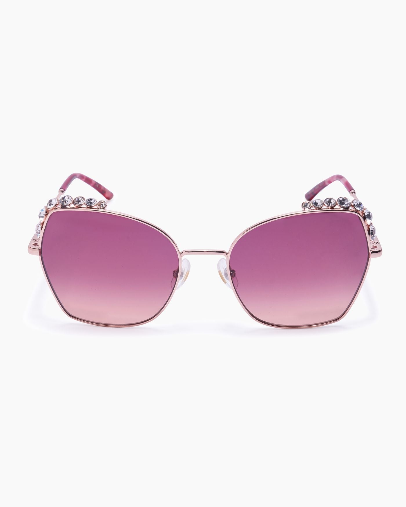 Crystal-Embellished Oversized Round Metal Sunglasses