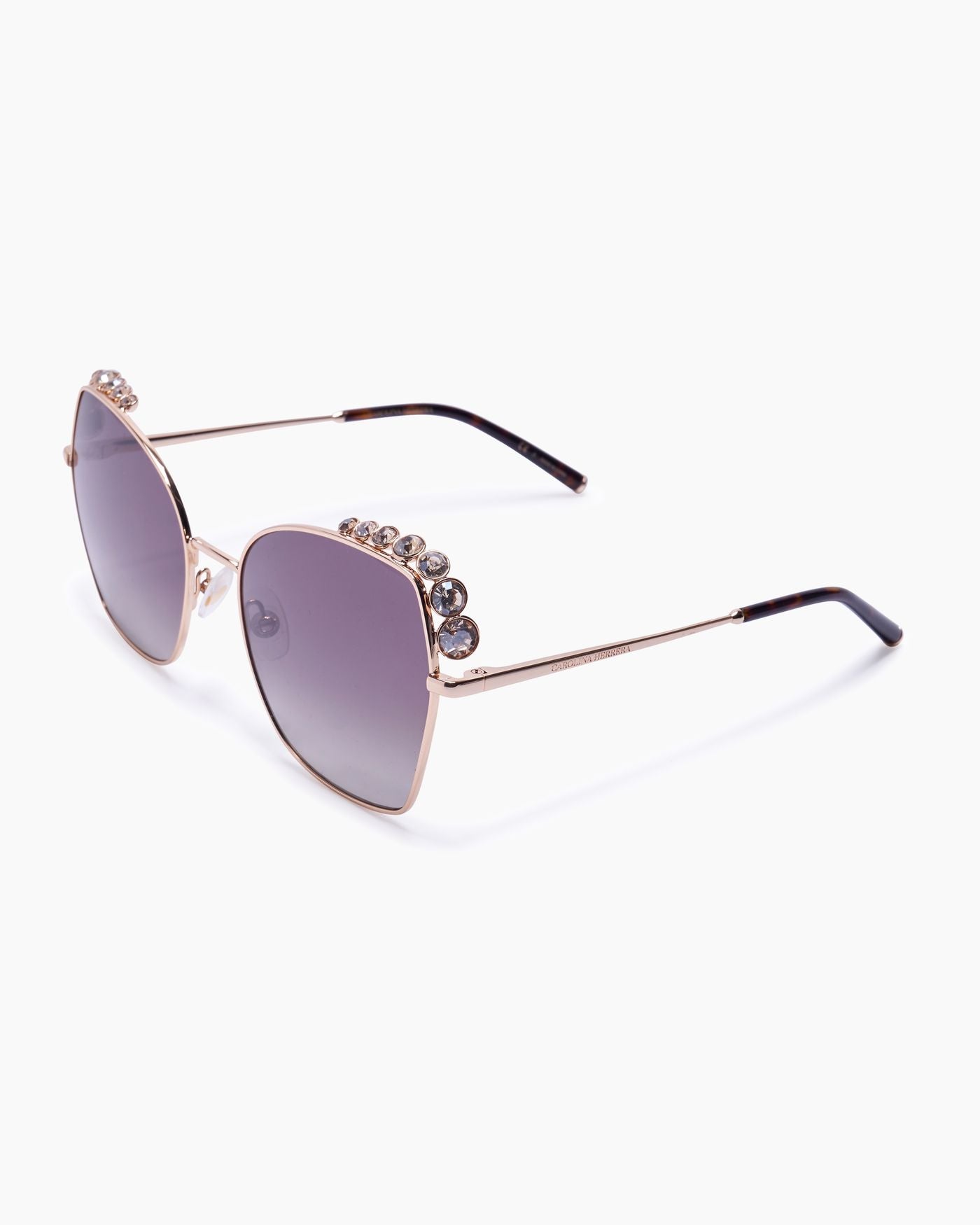 Crystal-Embellished Oversized Round Metal Sunglasses