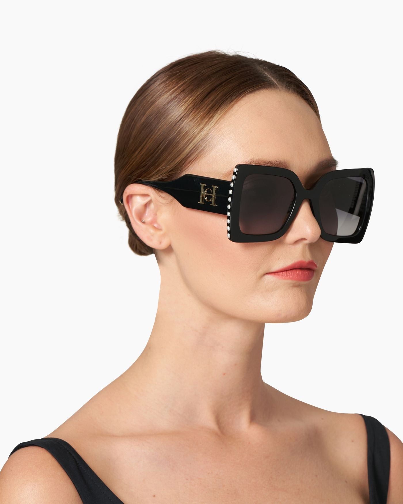 Oversized Square Sunglasses With Pearl Detail