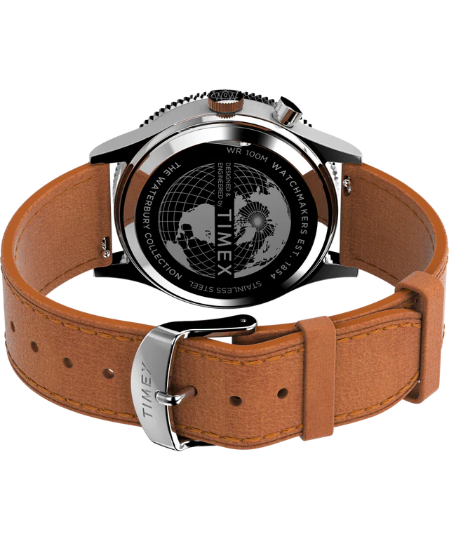 Waterbury Traditional GMT 39mm Leather Strap Watch