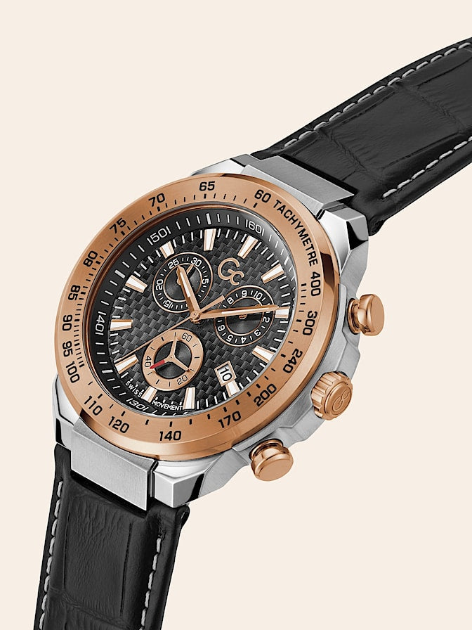 Gc leather chronograph watch