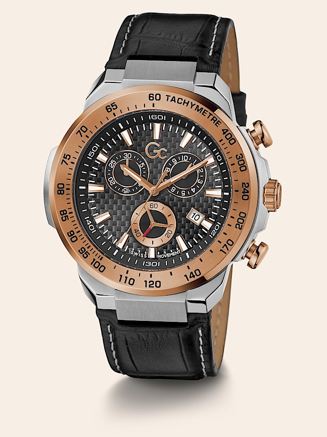 Gc leather chronograph watch