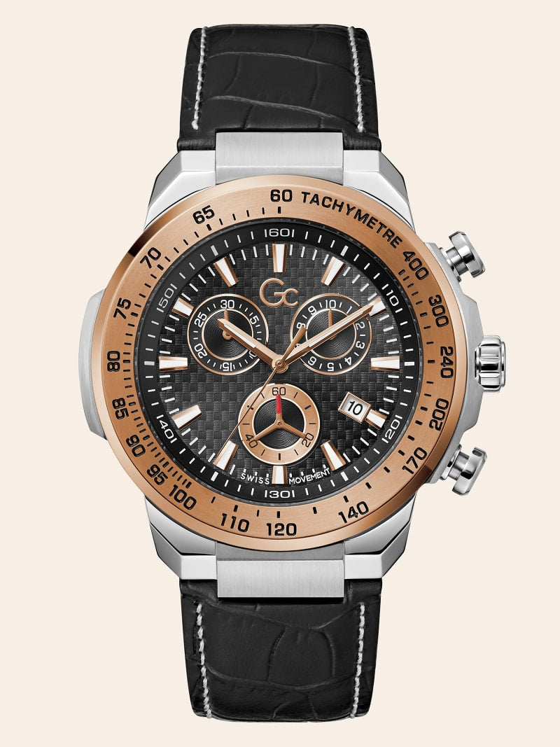 Gc leather chronograph watch