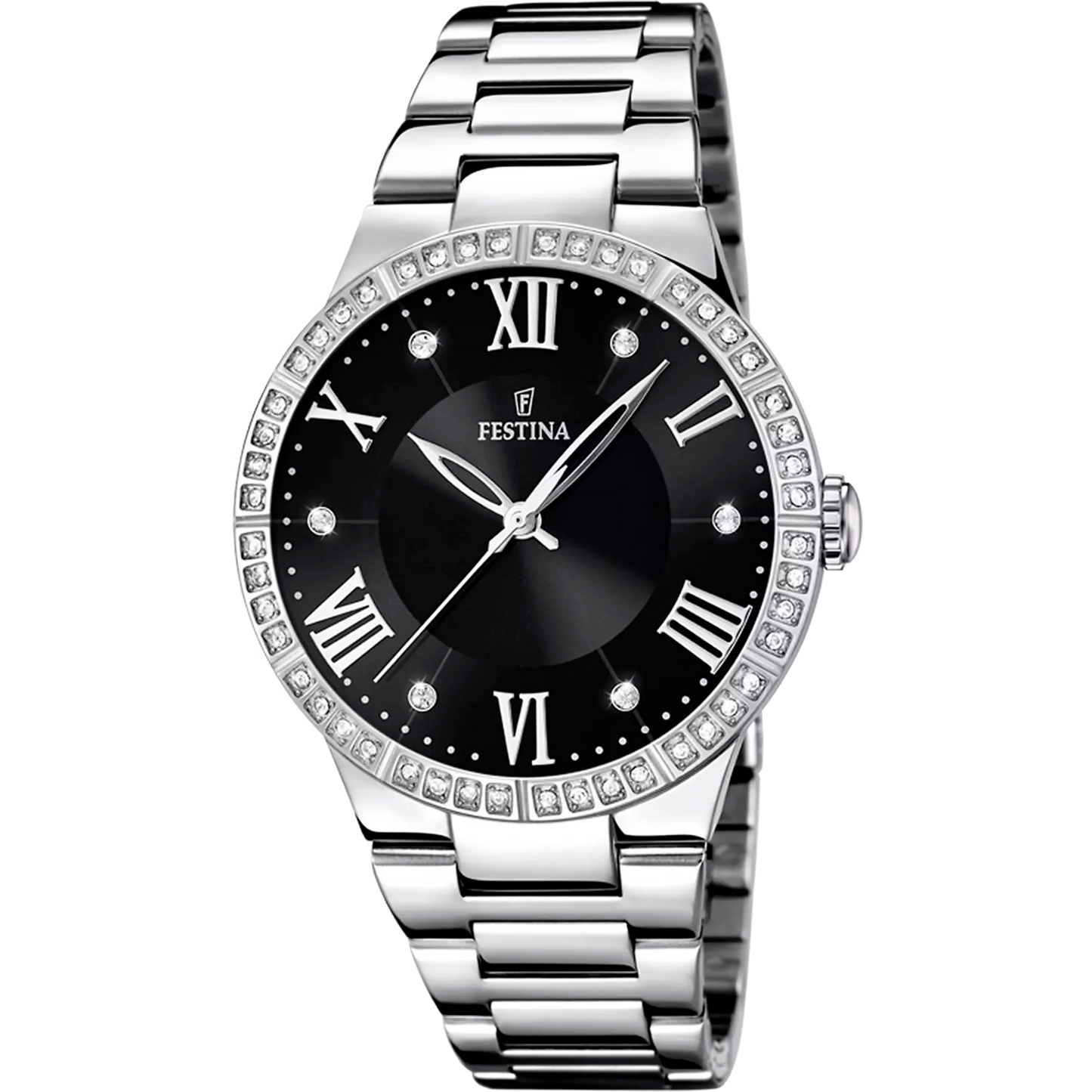 FESTINA BOYFRIEND WATCH F16719/2 BLACK STEEL STRAP, WOMEN'S