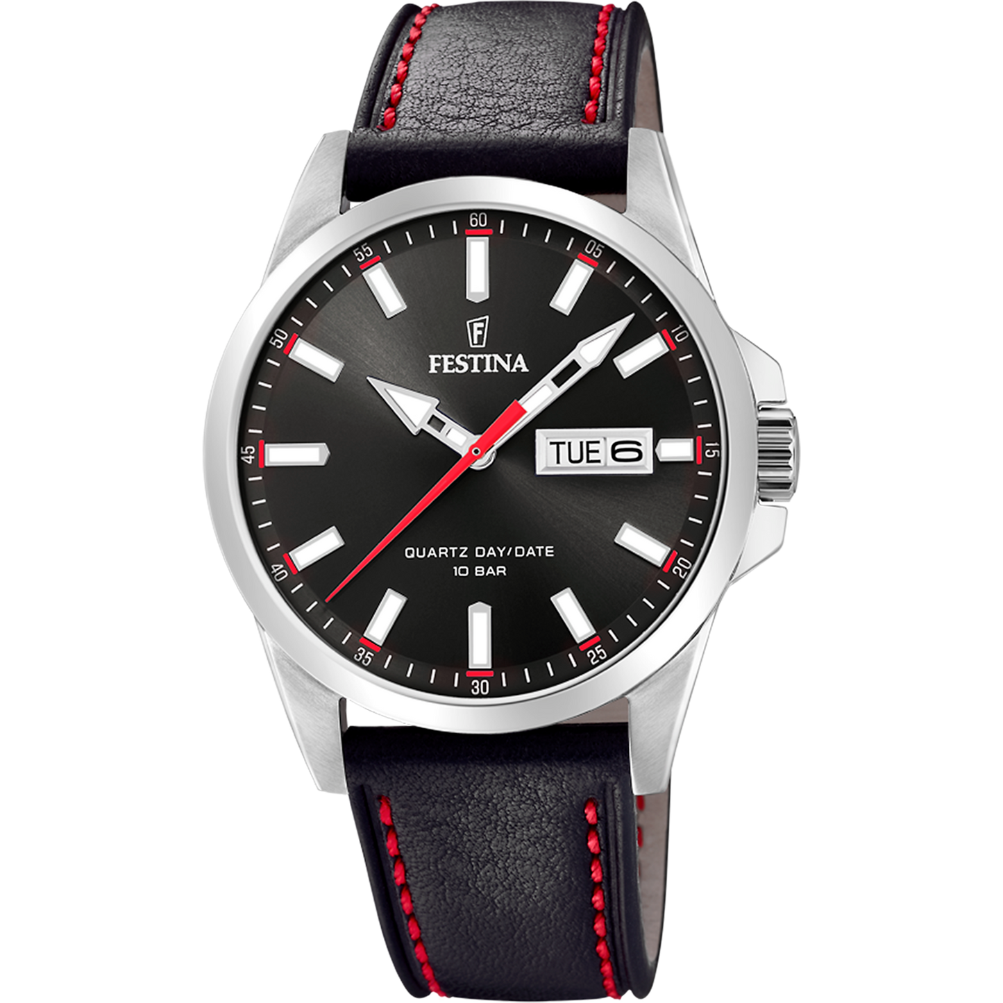 FESTINA CLASSICS WATCH F20358/4 BLACK LEATHER STRAP, MEN