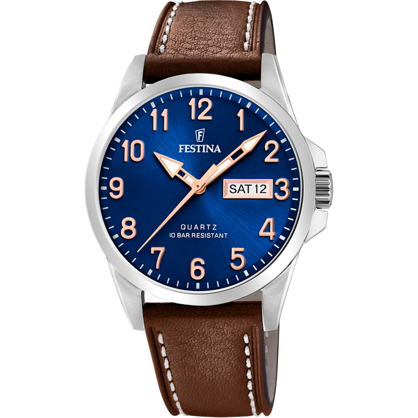 FESTINA CLASSICS WATCH F20358/B BLUE LEATHER STRAP, MEN