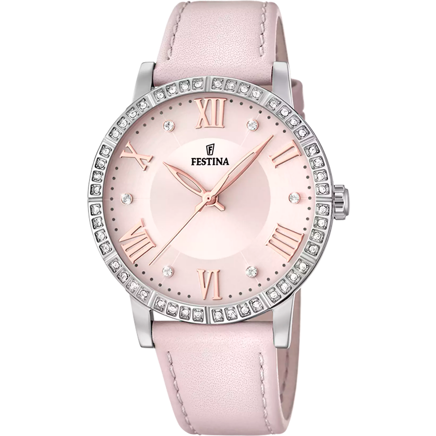 FESTINA BOYFRIEND COLLECTION WATCH F20412/2 PINK LEATHER STRAP, WOMEN'S.