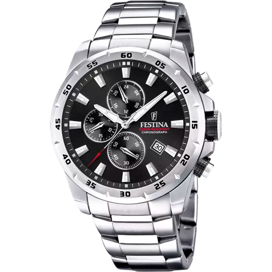 FESTINA TIMELESS CHRONOGRAPH WATCH F20463/4 BLACK STEEL STRAP, MEN