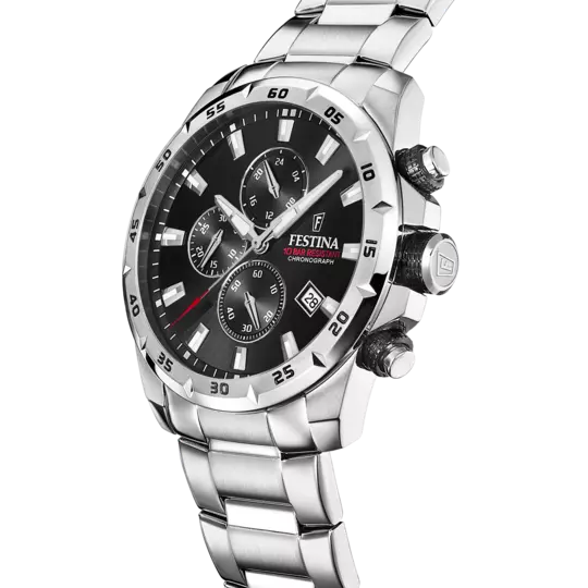 FESTINA TIMELESS CHRONOGRAPH WATCH F20463/4 BLACK STEEL STRAP, MEN
