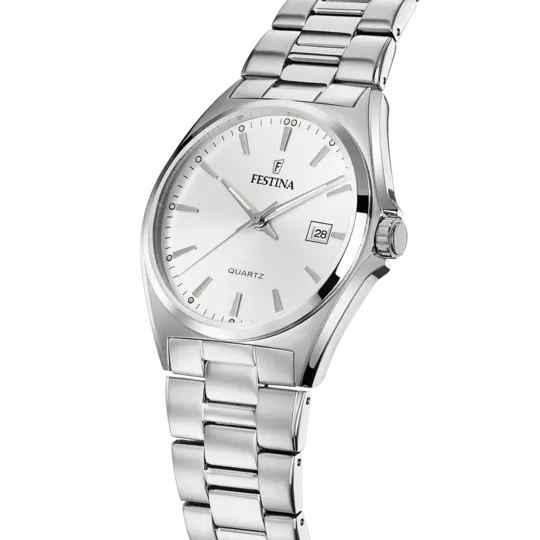 FESTINA CLASSICS WATCH F20552/2 WHITE STEEL STRAP, MEN