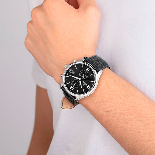 FESTINA TIMELESS CHRONOGRAPH WATCH F6855/8 BLACK LEATHER STRAP, MEN'S.