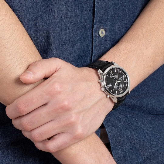 FESTINA TIMELESS CHRONOGRAPH WATCH F6855/8 BLACK LEATHER STRAP, MEN'S.