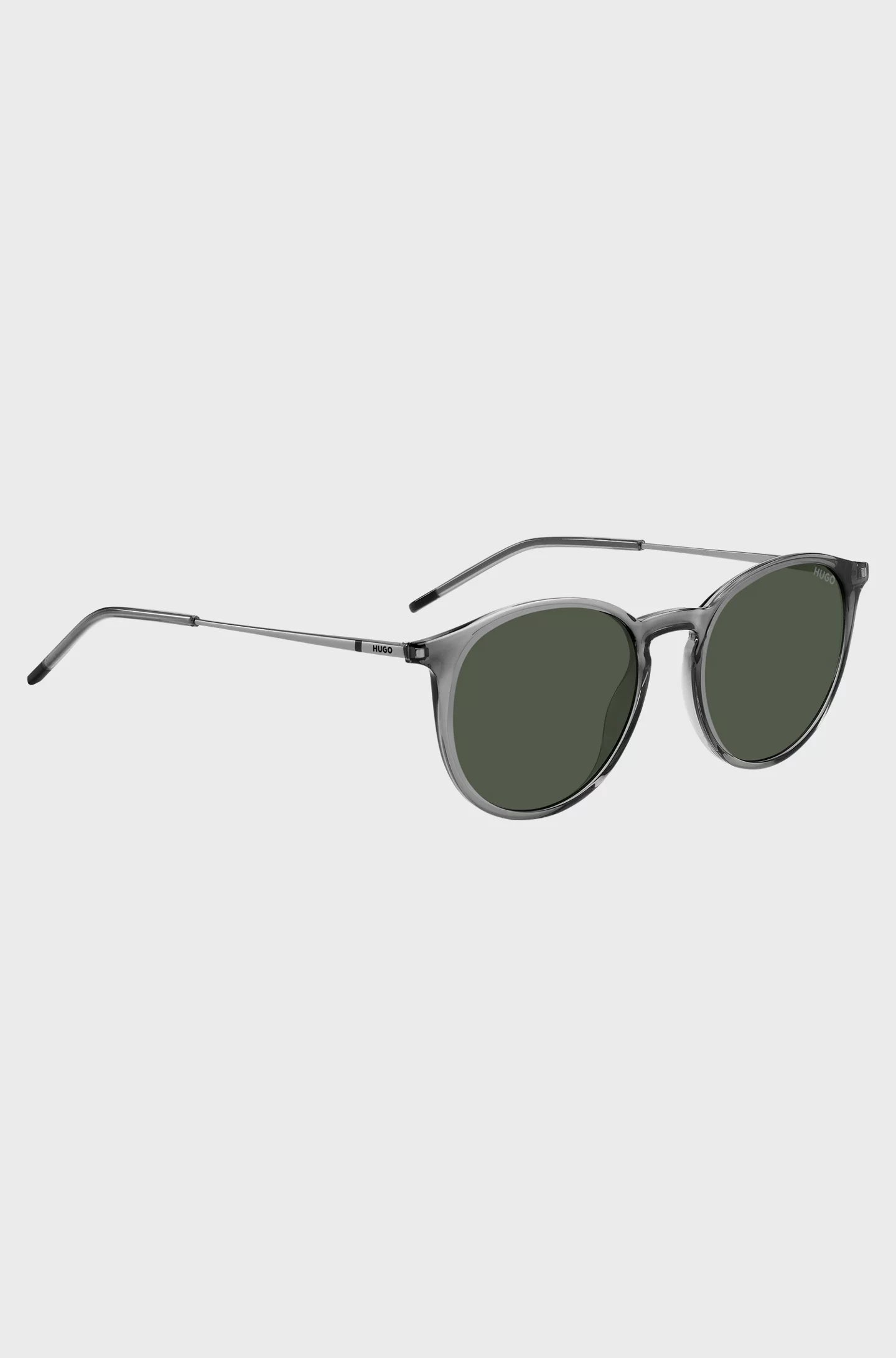 GREY SUNGLASSES WITH ROUNDED METAL TEMPLES