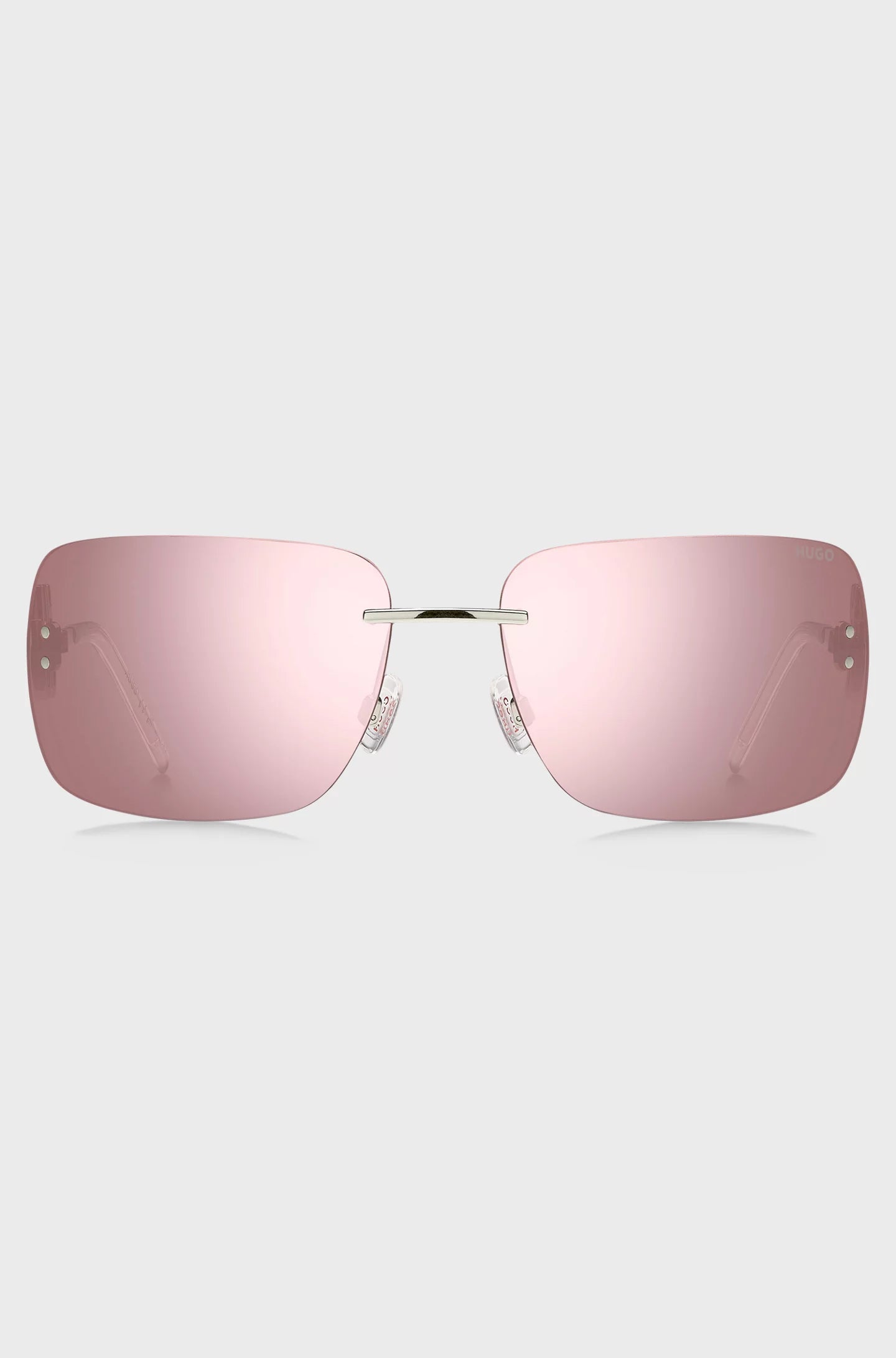 PINK-LENS SUNGLASSES WITH STACKED-LOGO TEMPLES