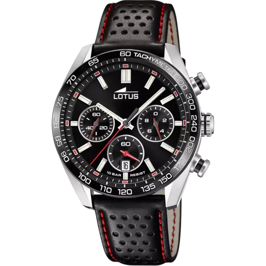 LOTUS MEN'S BLACK LEATHER WATCH BRACELET 18915/4
