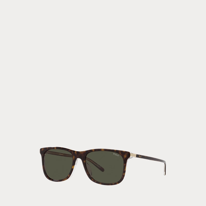 Engine-Turned Sunglasses (Shiny Havana On Crystal)