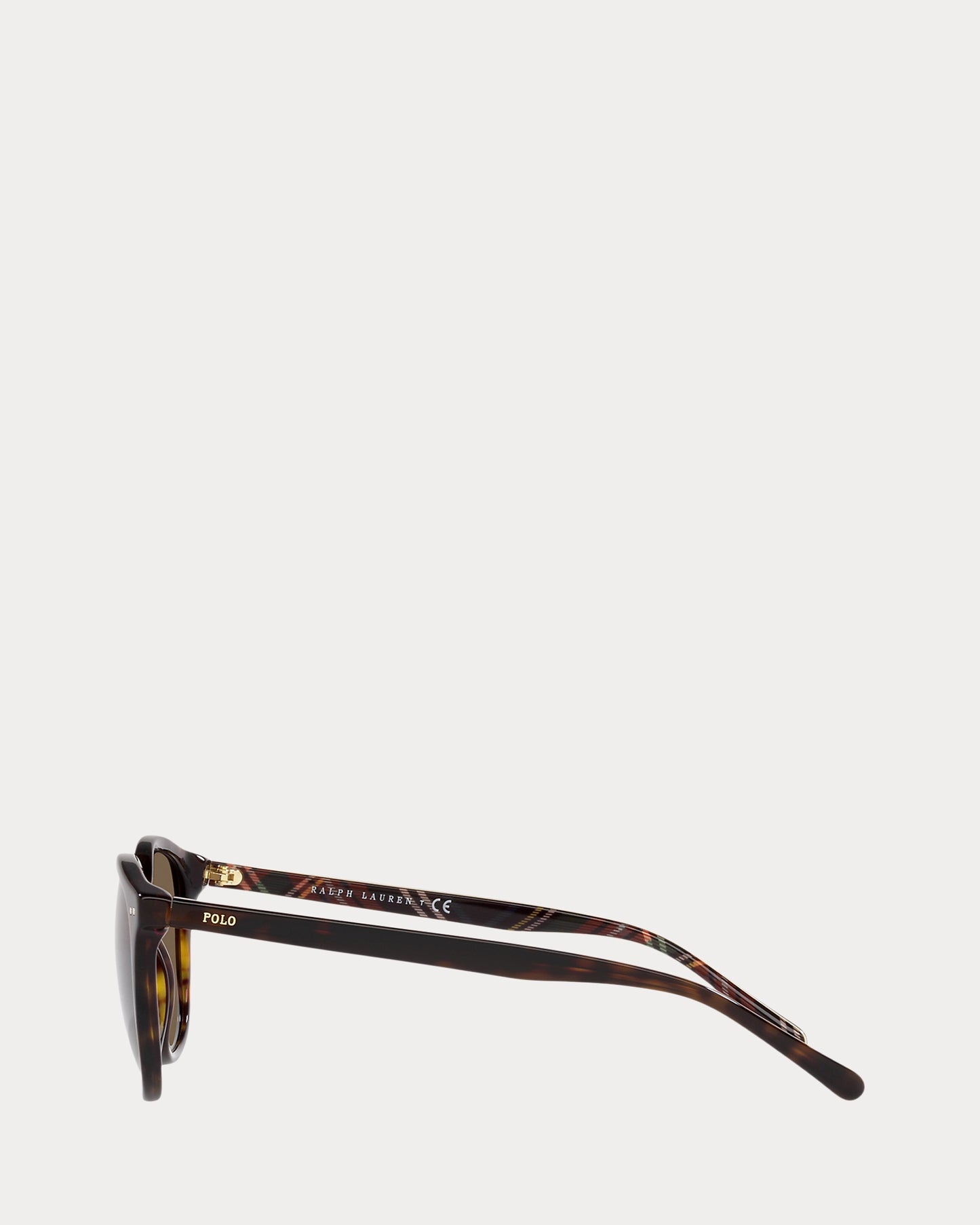 Plaid-Temple Sunglasses (Shiny Dark Havana)
