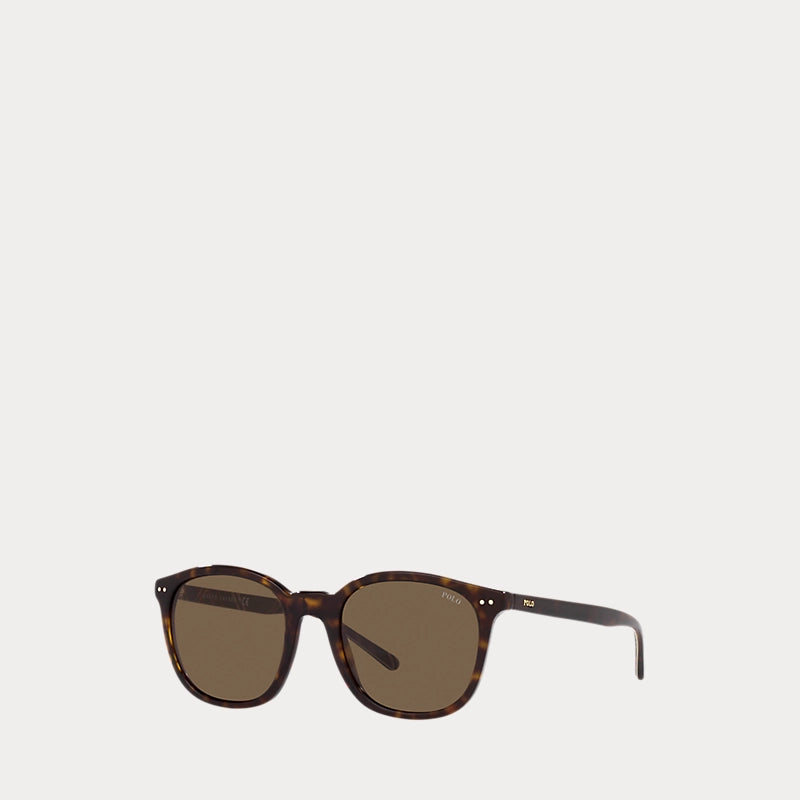 Plaid-Temple Sunglasses (Shiny Dark Havana)