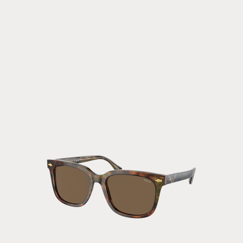 Engine-Turned Sunglasses (Havana On Crystal)