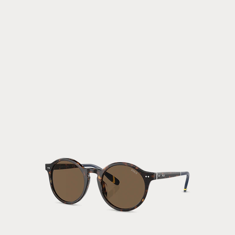 Heritage Rowing Stripe Round Sunglasses (Shiny Dark Havana)