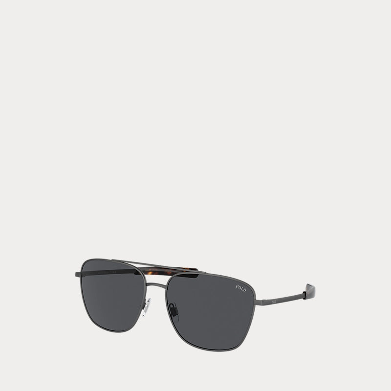 Square Navigator Sunglasses (Semishiny Dark Gunmetal)