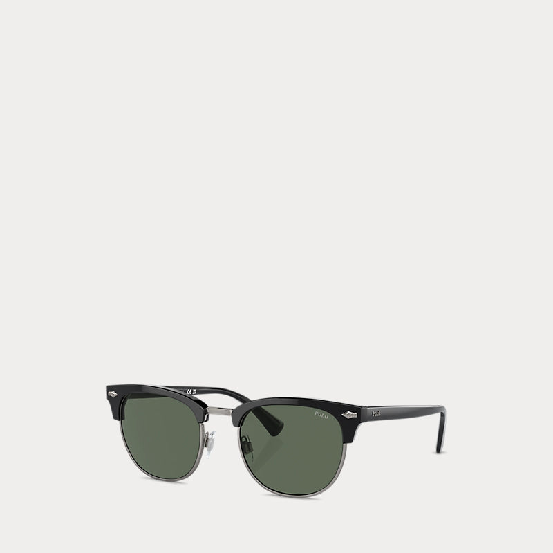 Heritage Pen-Pin Round Sunglasses (Shiny Black)