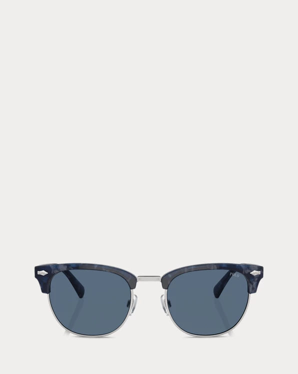 Heritage Pen-Pin Round Sunglasses (Shiny Blue Havana)