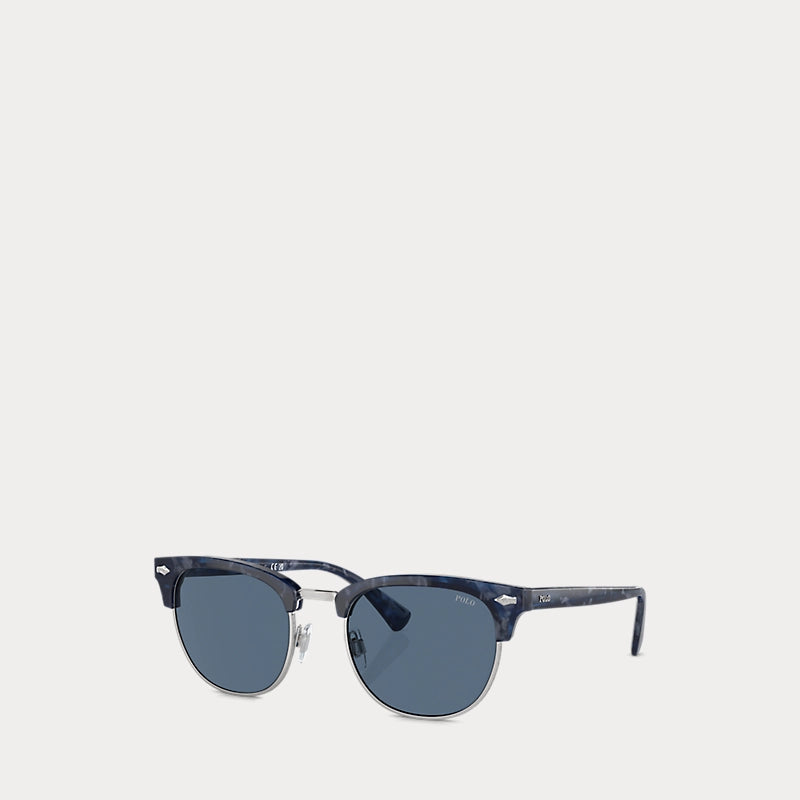 Heritage Pen-Pin Round Sunglasses (Shiny Blue Havana)
