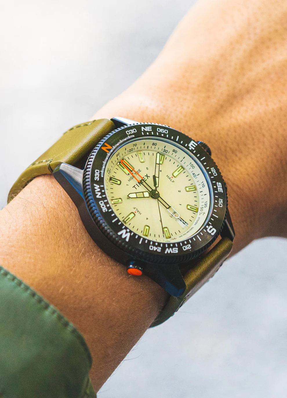 Expedition North® Tide-Temp-Compass 43mm Eco-Friendly Leather Strap Watch