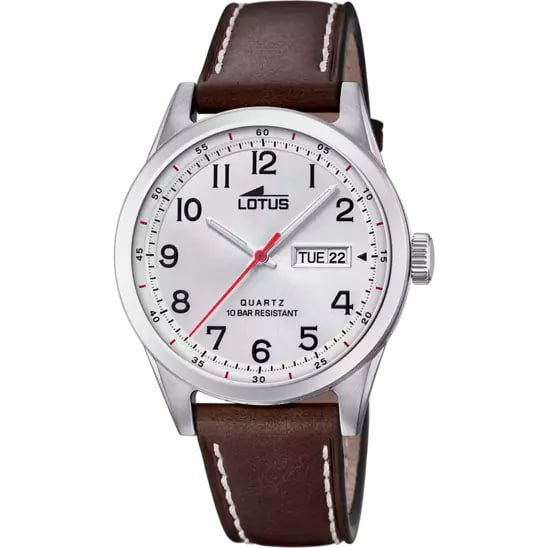 LOTUS MEN'S WHITE CLASSIC STEEL LEATHER WATCH BRACELET 18671/1