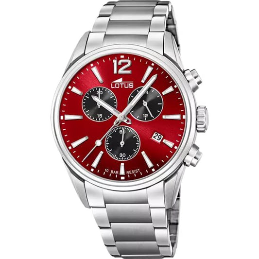 LOTUS MEN'S RED CHRONO 316L STAINLESS STEEL WATCH BRACELET 18690/5