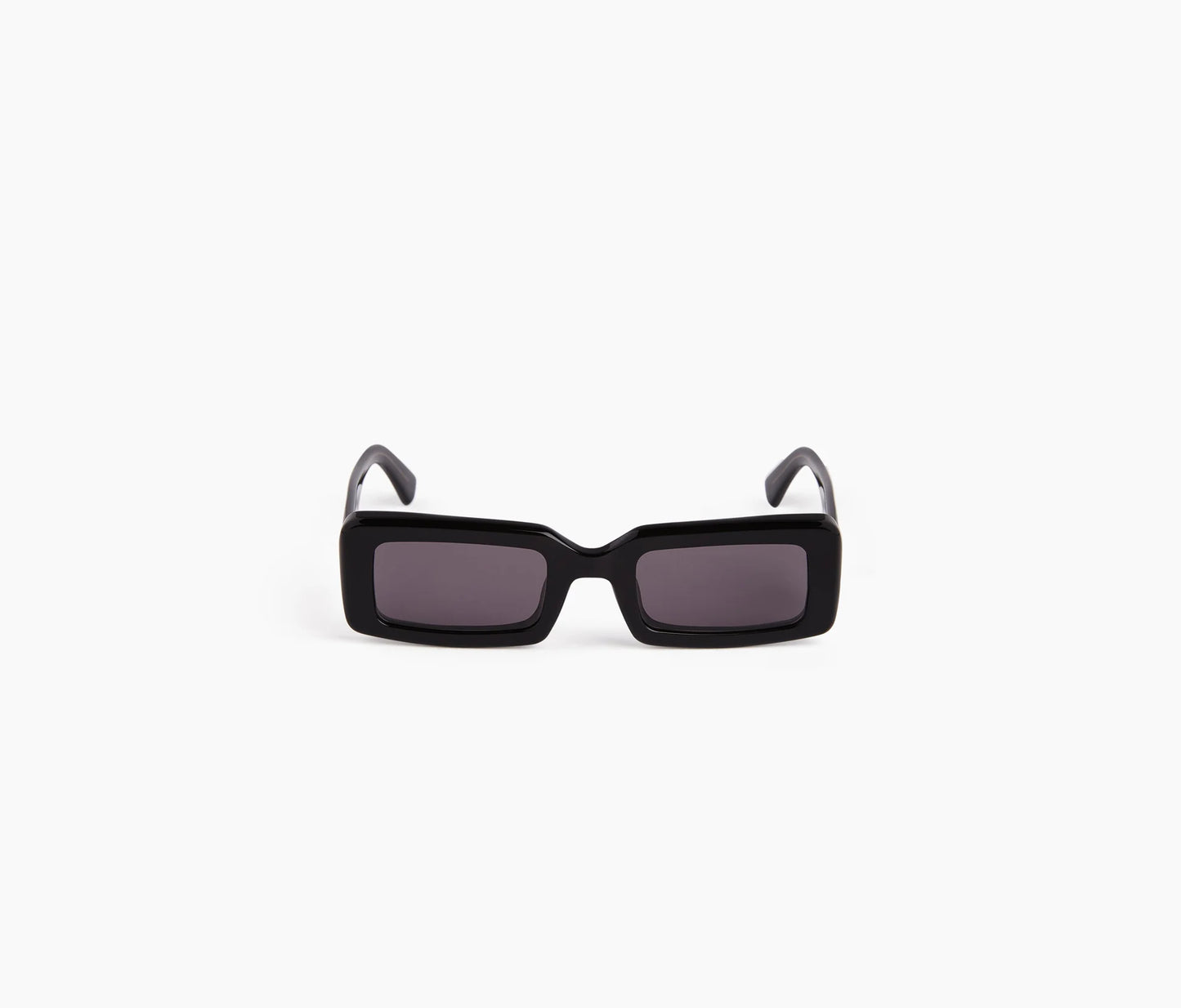 WAVES RECTANGULAR SHINY BLACK SUNGLASSES