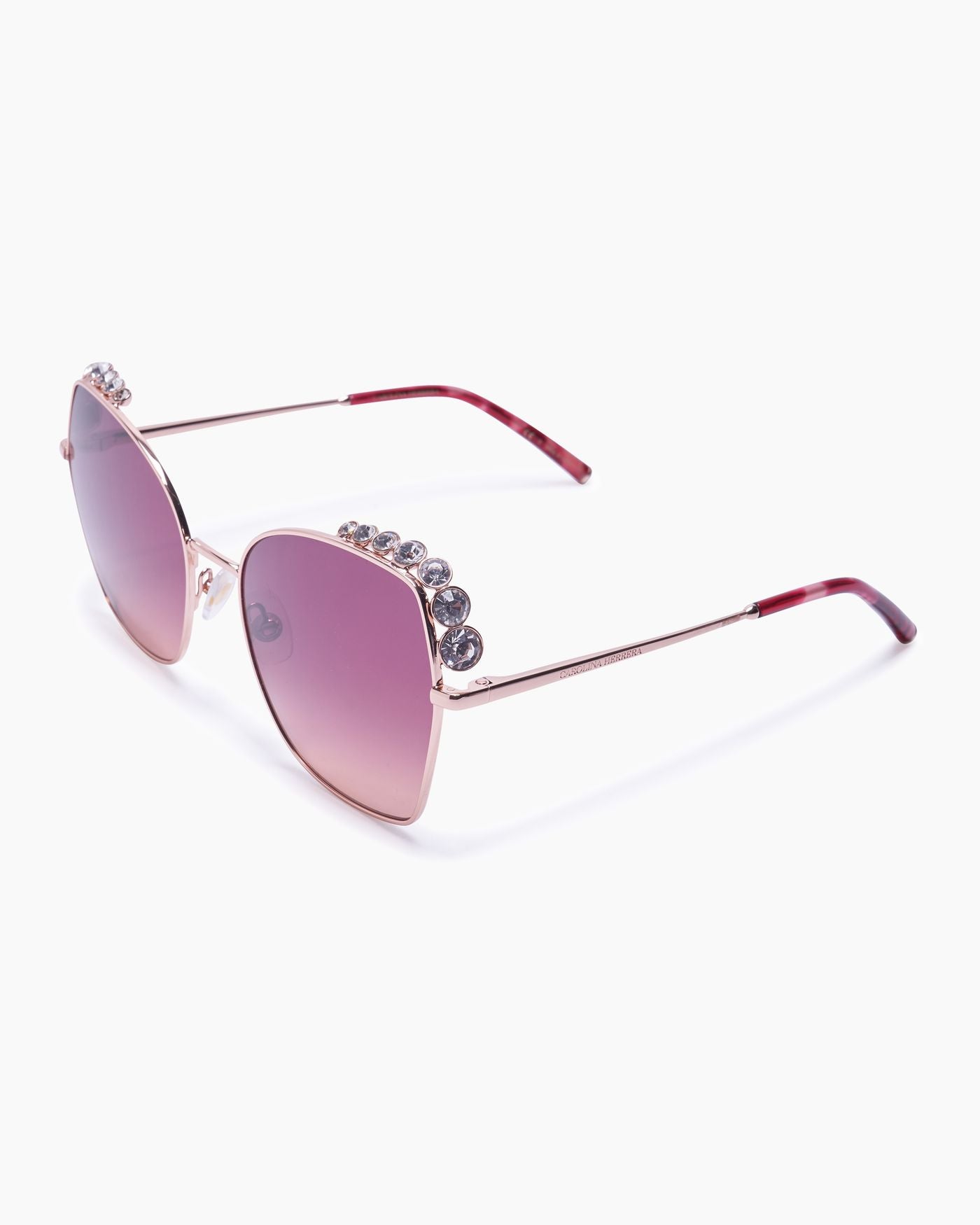 Crystal-Embellished Oversized Round Metal Sunglasses