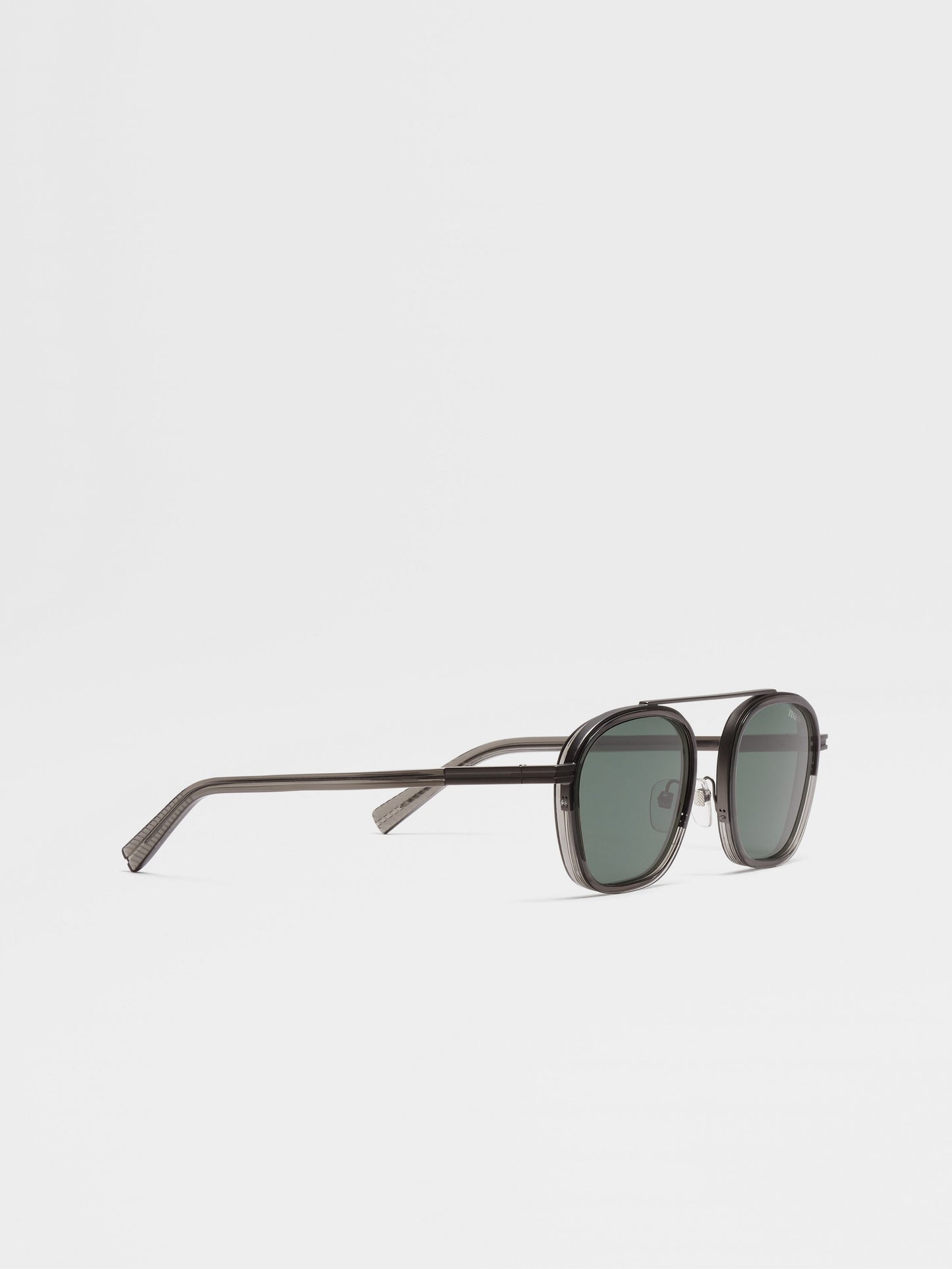 TRANSPARENT DARK GREY ORIZZONTE I ACETATE AND METAL SUNGLASSES