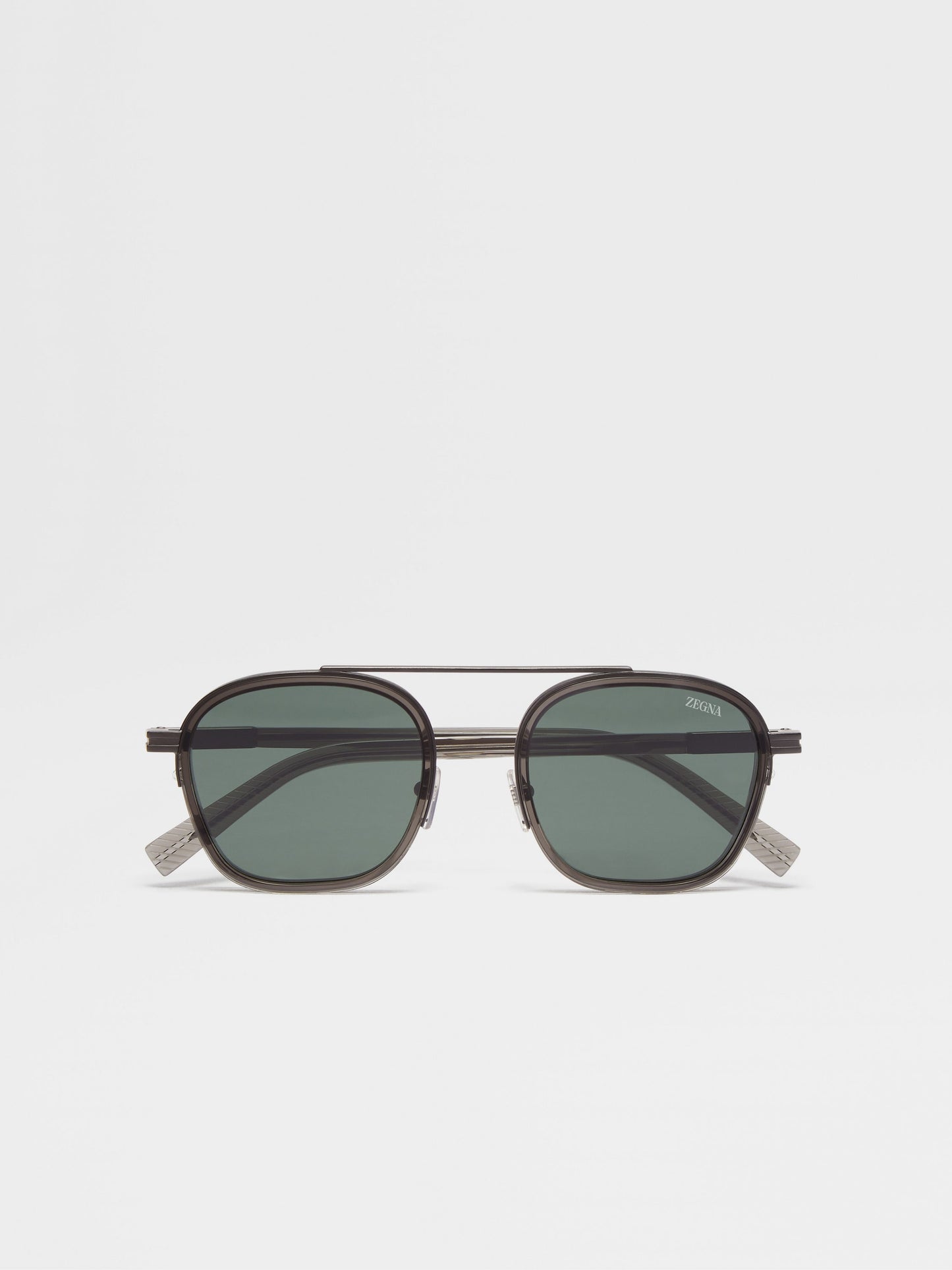 TRANSPARENT DARK GREY ORIZZONTE I ACETATE AND METAL SUNGLASSES