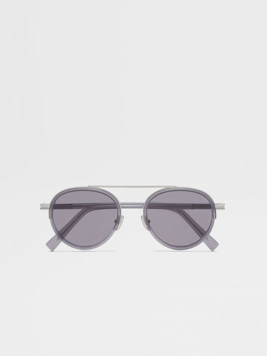 OPAL GREY ORIZZONTE II ACETATE AND METAL SUNGLASSES