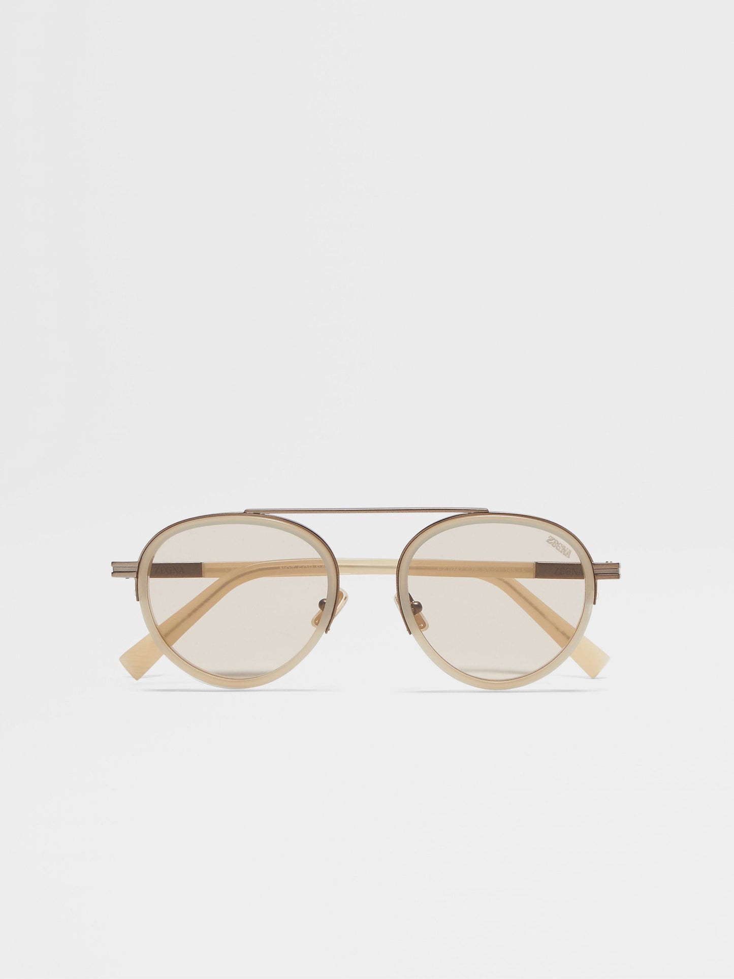 BEIGE ORIZZONTE II ACETATE AND METAL SUNGLASSES