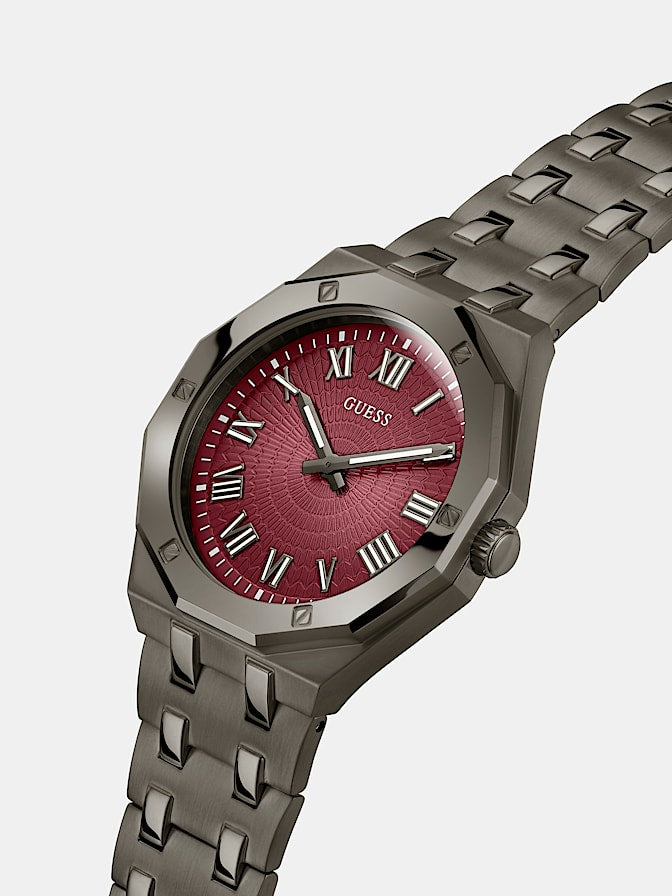 Steel analogue watch