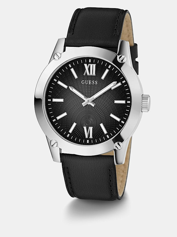 Suede leather analogue watch