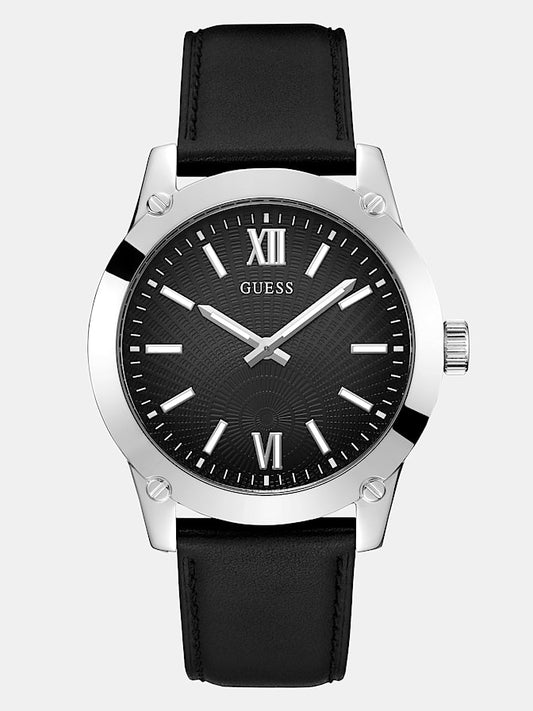 Suede leather analogue watch