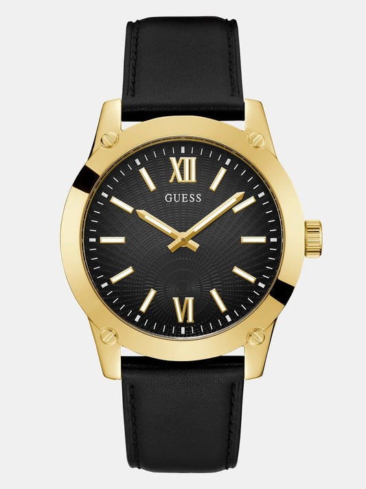 Suede leather analogue watch