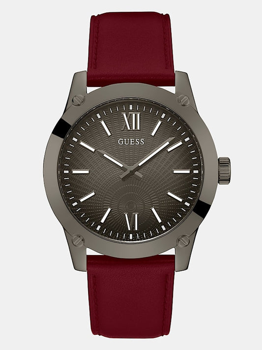 Suede leather analogue watch