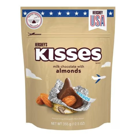 Hershey's Kisses Milk Chocolate With Almonds Pouch 355g