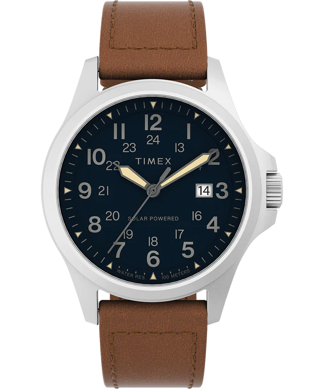 Expedition North® Field Post Solar 41mm Eco-Friendly Leather Strap Watch