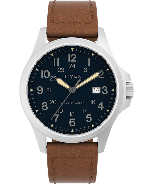 Expedition North® Field Post Solar 41mm Eco-Friendly Leather Strap Watch