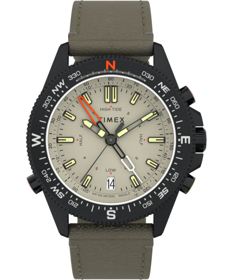 Expedition North® Tide-Temp-Compass 43mm Eco-Friendly Leather Strap Watch