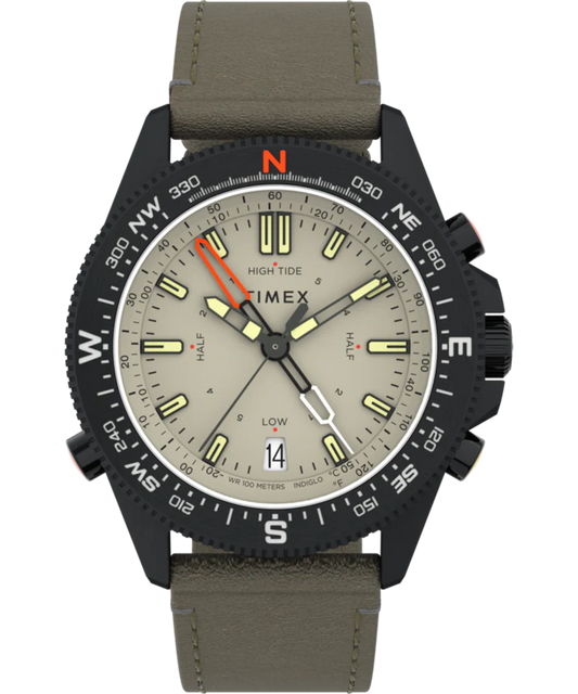 Expedition North® Tide-Temp-Compass 43mm Eco-Friendly Leather Strap Watch